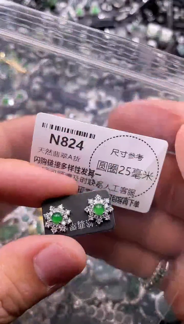 翡翠未镶嵌颈饰N824耳钉