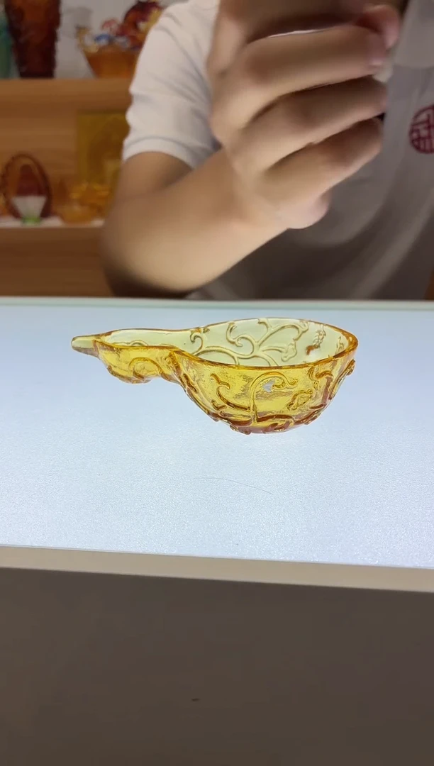琉璃手工艺品古法琉璃葫芦茶漏架琥珀色