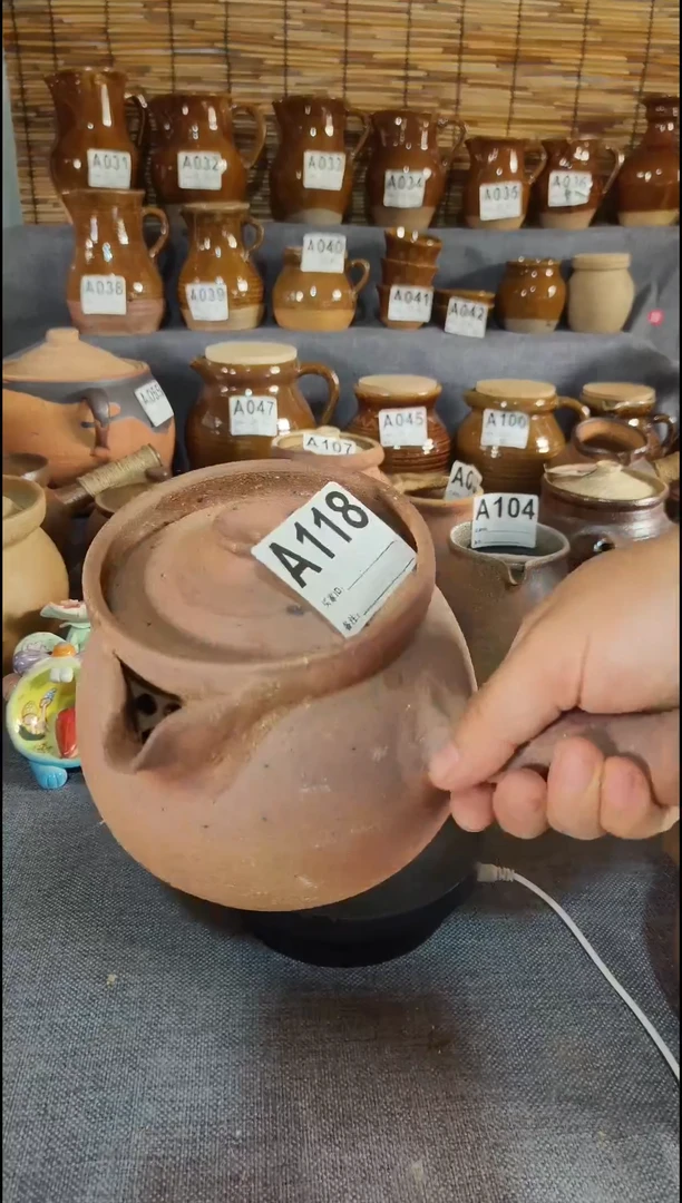 粗陶A118号1200毫升带盖煮茶壶