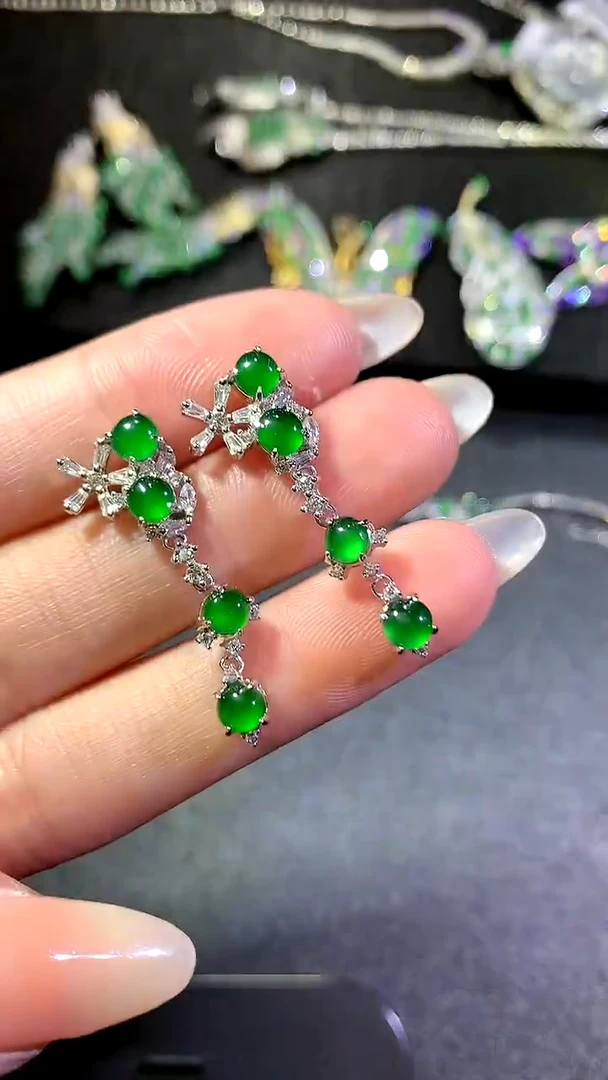 【闪购商品】翡翠耳饰银S925镶嵌160耳饰（多样性发货一件