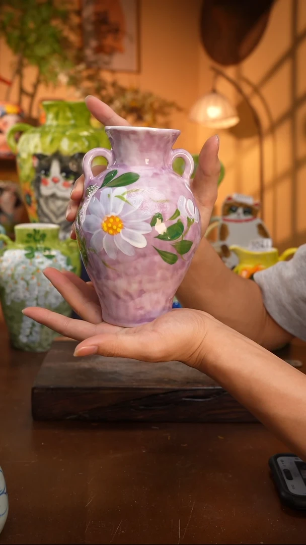 摆件14-35口径7高度17 1-2误差手工手绘有些许色差 完美慎拍