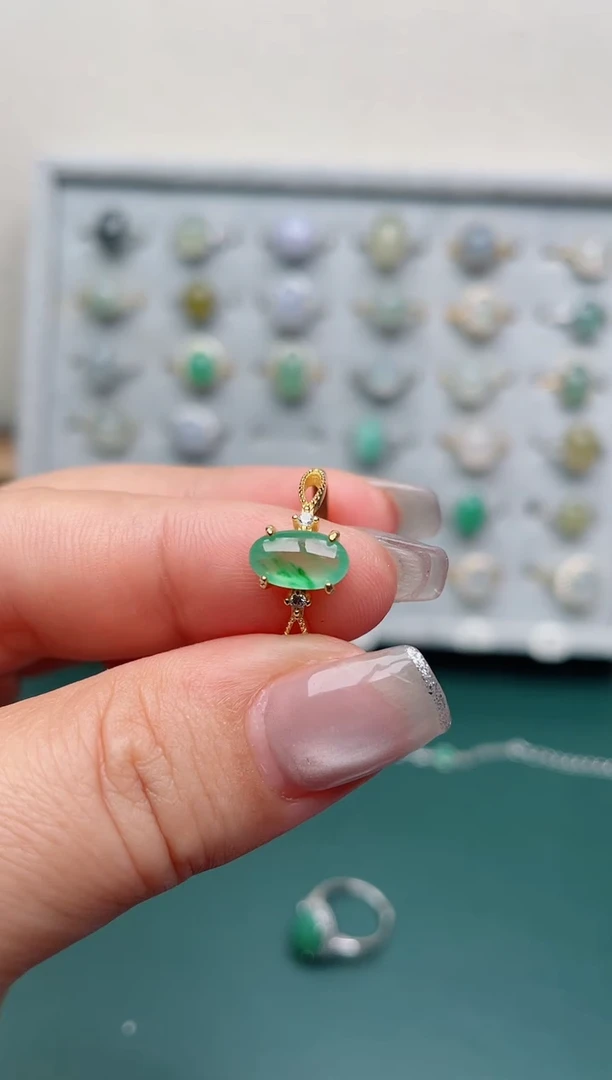 银S925镶嵌戒指翡翠.