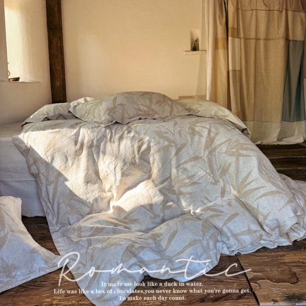 【竹林听雨-四件套】棉麻汉麻提花 国学风高级感四件套