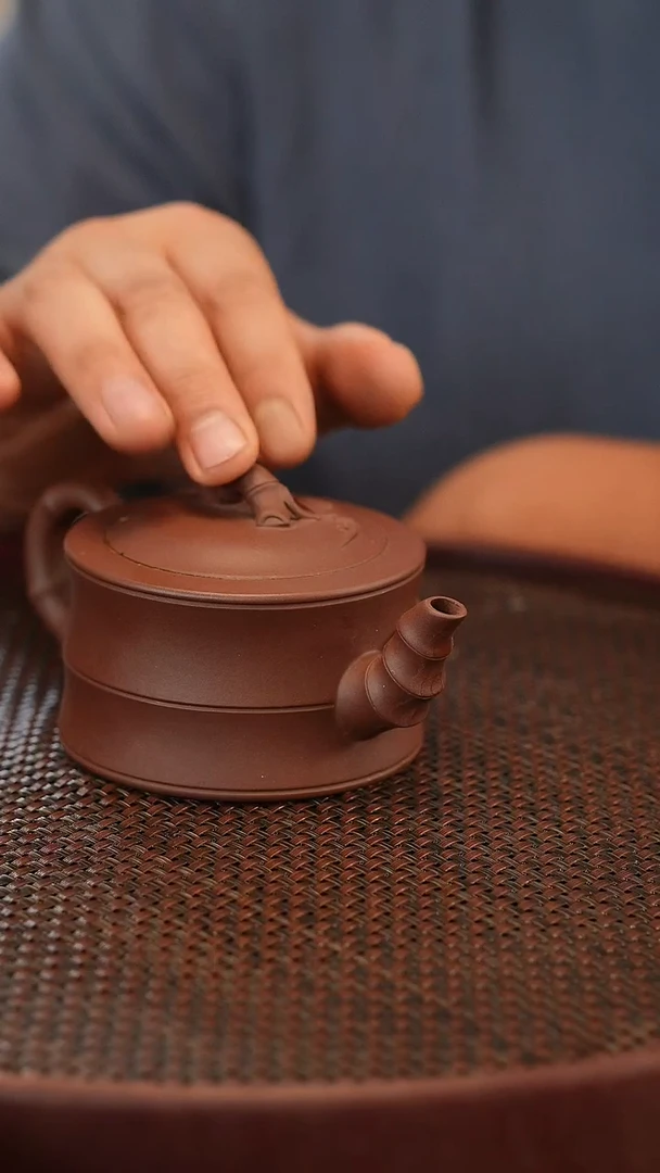 茶壶紫砂原矿手工制作  大竹节