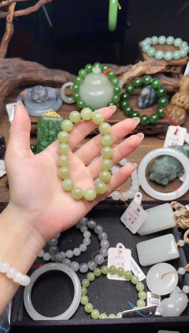 未镶嵌手串和田玉卡12 若羌黄口 圆珠