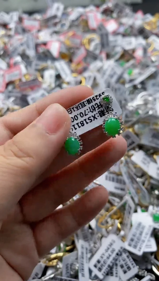 翡翠戒指银S925镶嵌2222---8