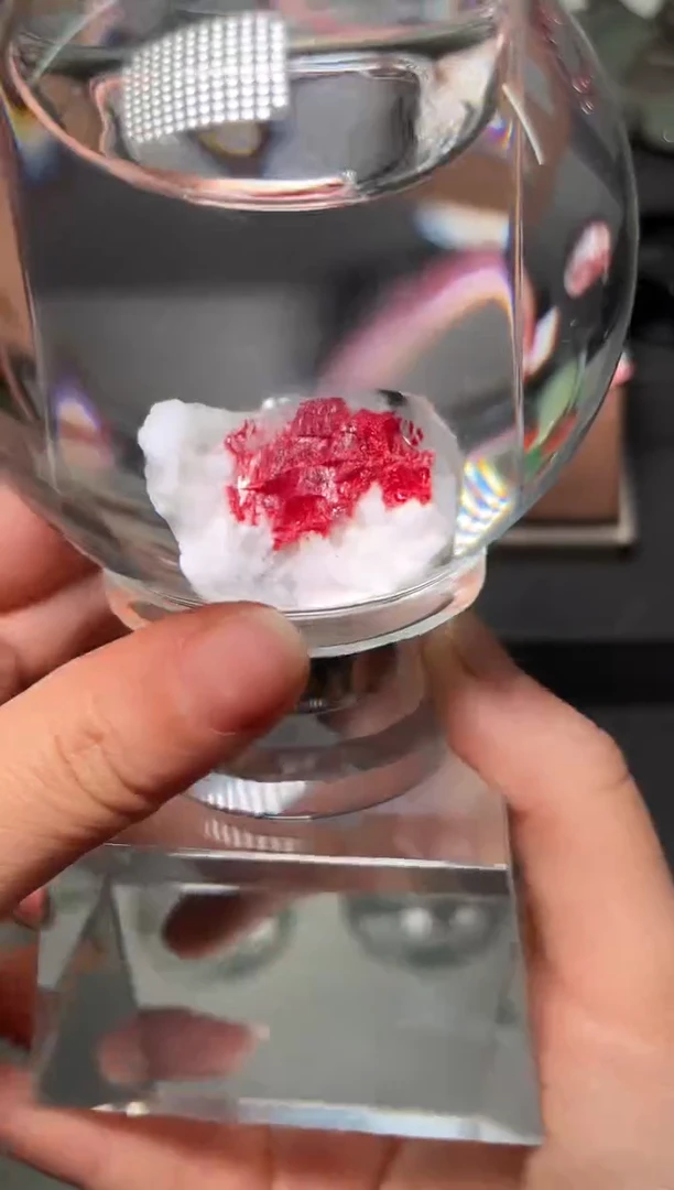 天然辰砂朱砂晶体随型毛料水晶球摆件122605