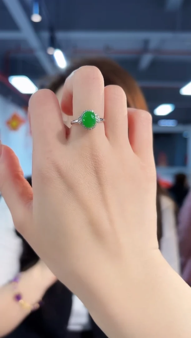 【闪购商品】翡翠戒指18K金镶嵌缅料A货/支持复检/一件