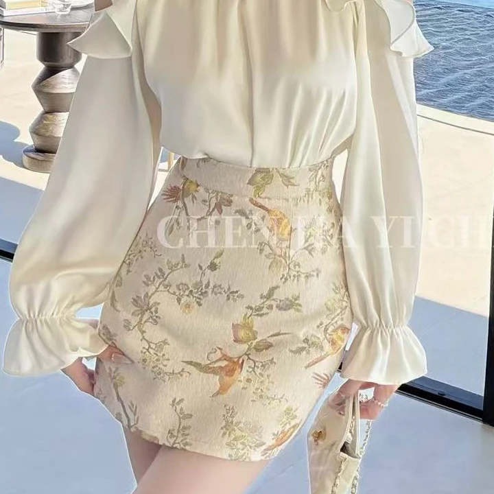 【LS】繁花 早春重工高密刺绣显瘦A字半裙