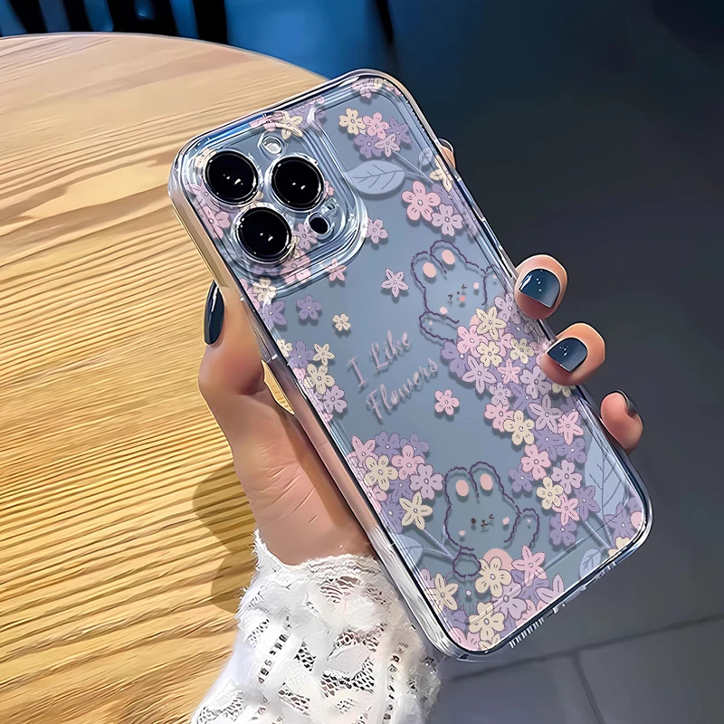 百花小兔适用苹果16promax手机壳小米oppovivo华为1加12Mate70女