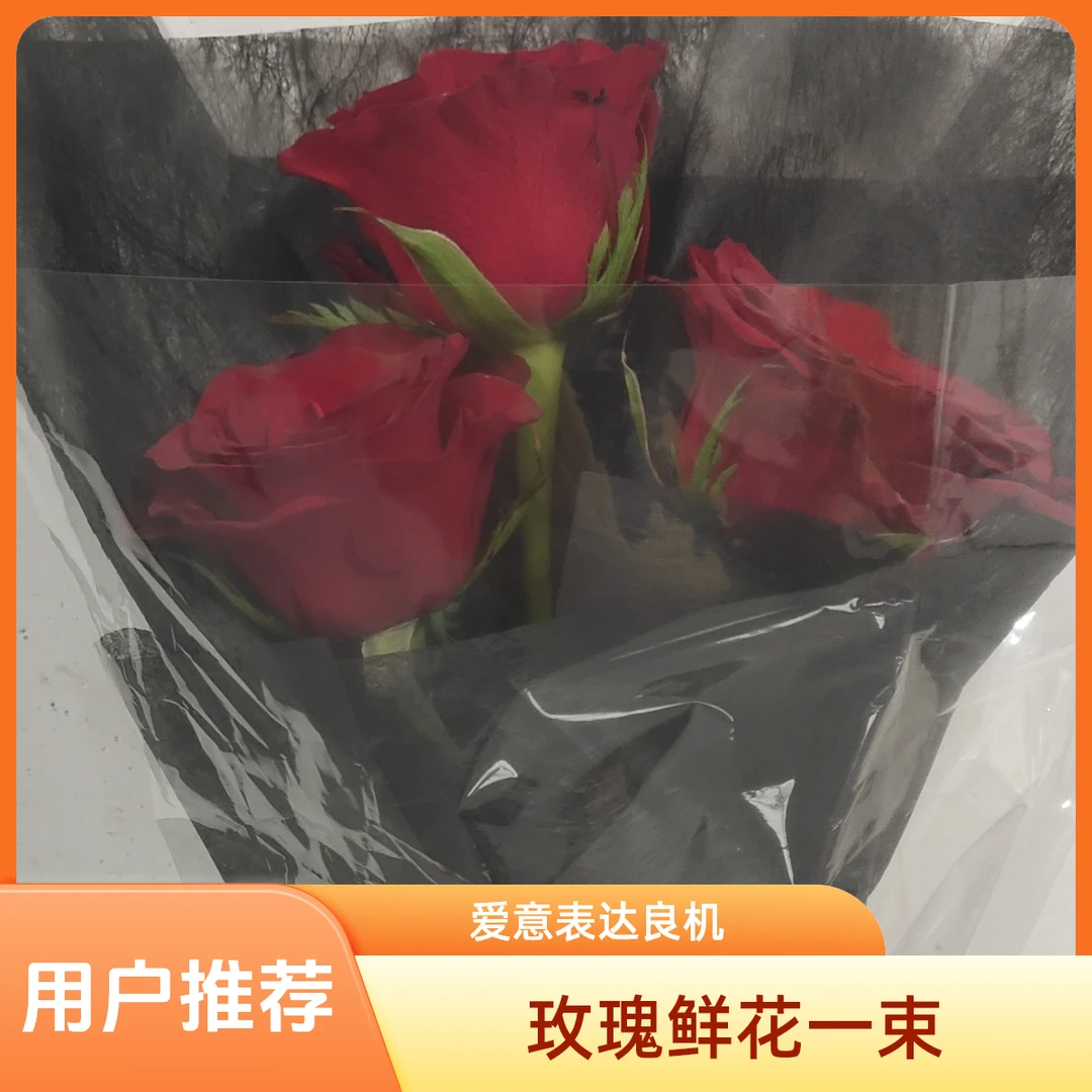 玫瑰花一束9.9元（鲜花3朵）实物拍摄
