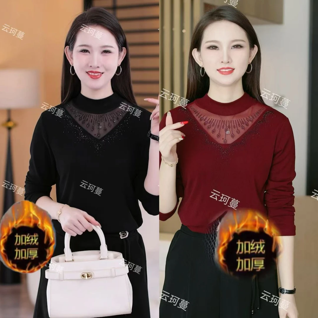YUNKEMAN/云珂蔓加厚外穿保暖打底衫冬季时尚加绒半高领秋冬内搭