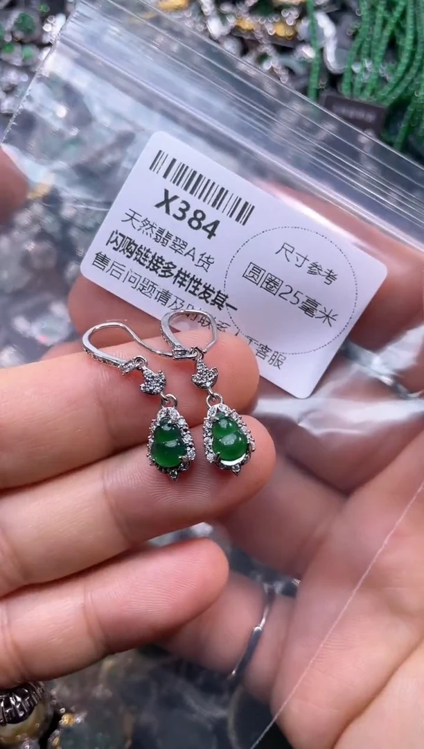 【闪购商品】翡翠颈饰未镶嵌X384耳钩