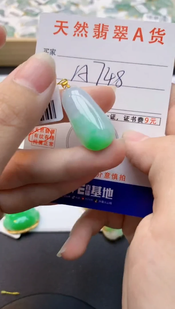颈饰18K金镶嵌翡翠天然缅甸A货翡翠