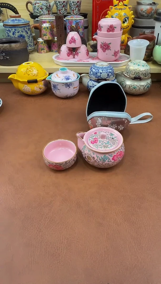 陶瓷茶具摆件旅行套组