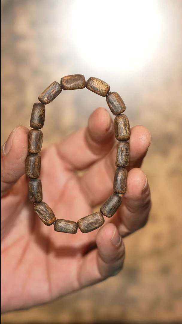 沉香手串j**n海南绿奇楠沉水树心油虫漏随型单圈7克