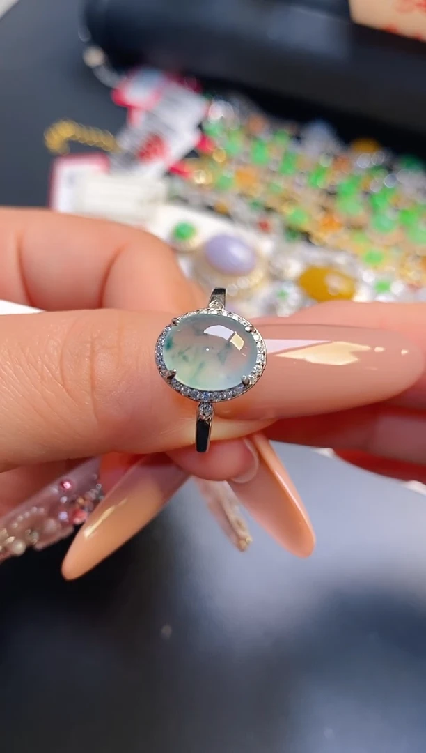 银S925镶嵌戒指翡翠天然