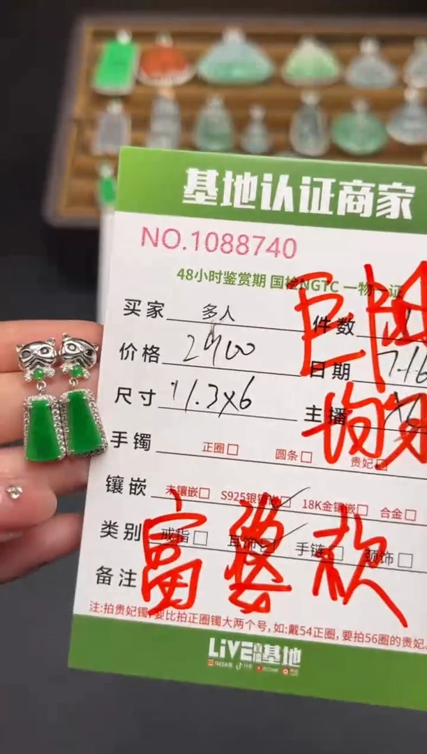 翡翠银S925镶嵌耳饰多人