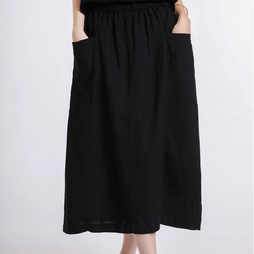 夏季休闲百搭亚麻半身裙