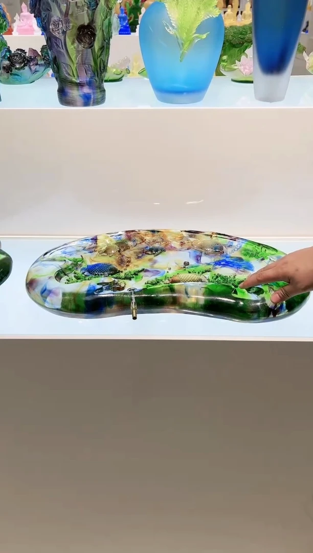 【闪购商品】茶宠古法琉璃海底世界大茶盘55厘米