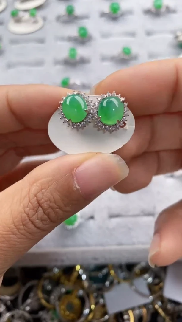 银S925镶嵌戒指翡翠111---6