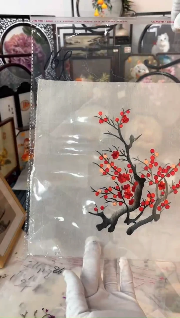 织绣山**依纯手工苏绣双面绣绣布169软裱