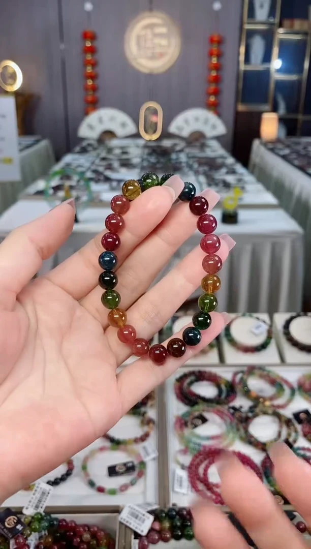 未镶嵌收藏级老矿碧玺单圈手串8mm+碧玺hon多样性发货一条
