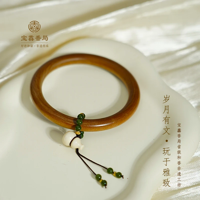 宝馫香局【老料老山檀手镯】印度正区黑肉虎皮 宽0.8圆条手镯