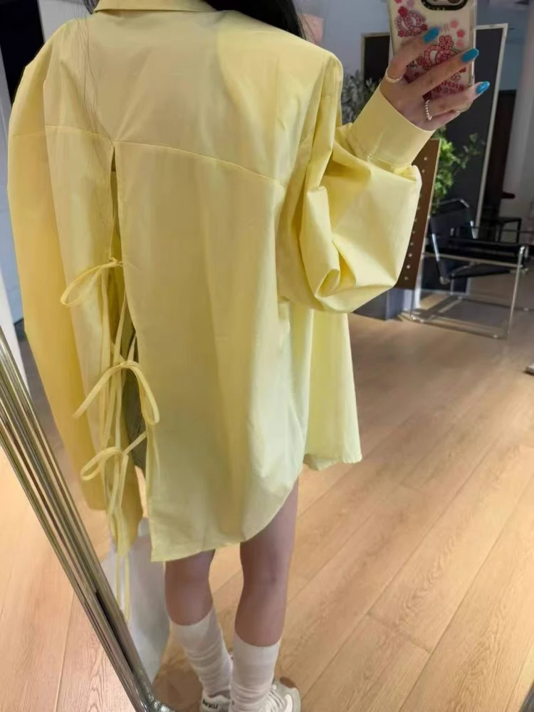 （東Room）春夏季新款多色纯色后背镂空开叉衬衫长袖防晒休闲宽松