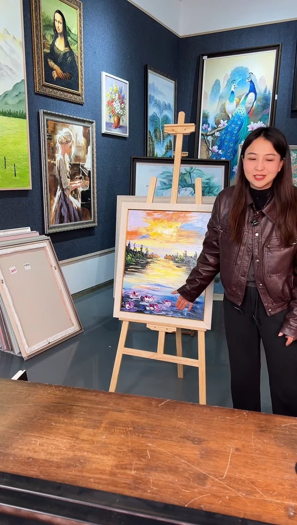 【闪购商品】油画11号 50*60 夕阳睡莲-手绘油画