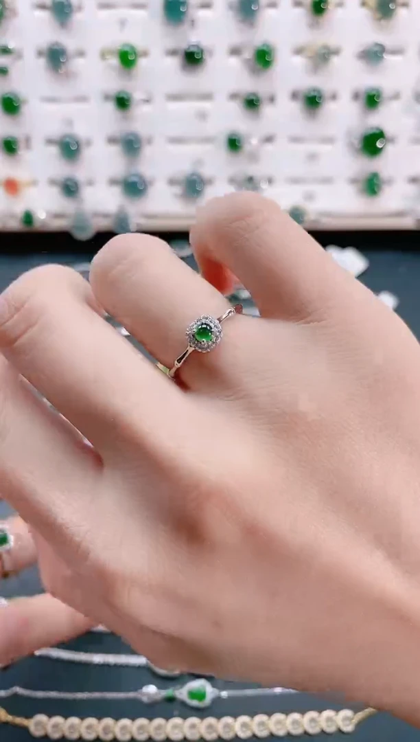 【闪购商品】翡翠戒指银S925镶嵌天然翡翠