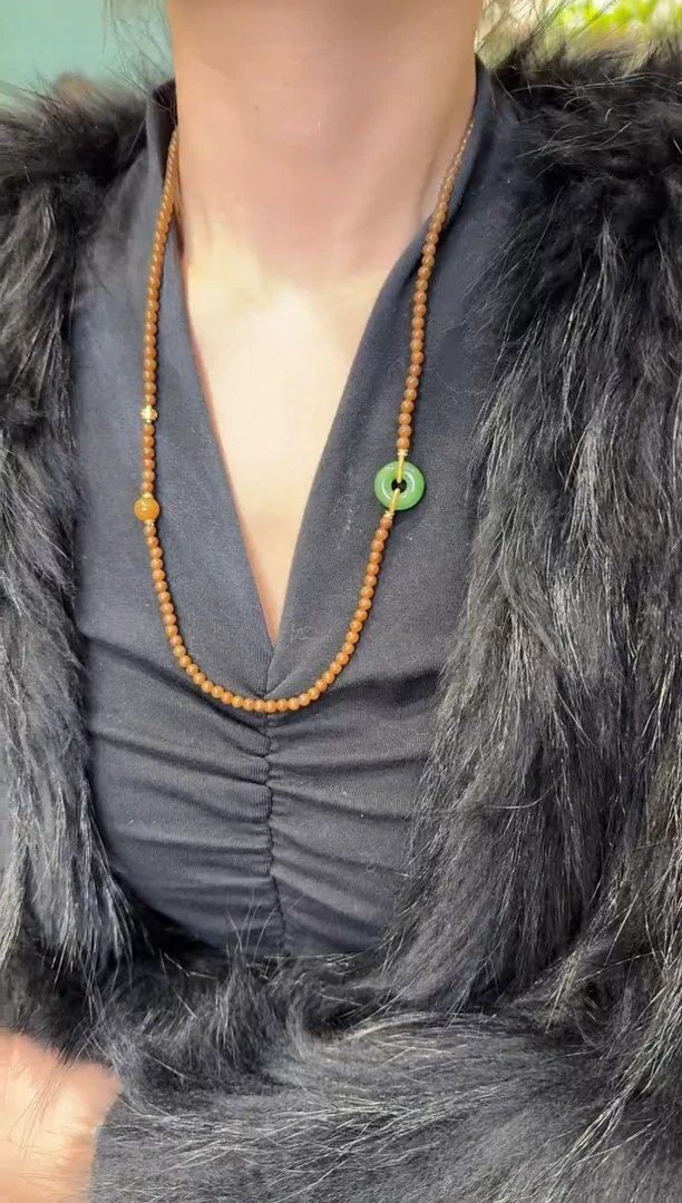 颈饰18K金镶嵌和田玉支持复检假一罚三