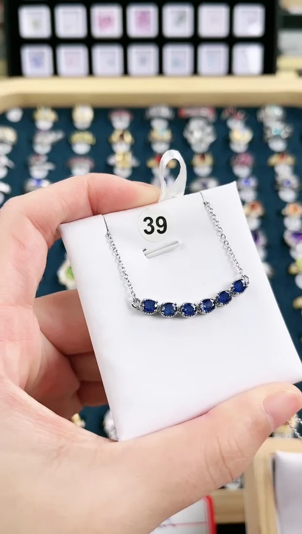 颈饰蓝宝石银S925镶嵌7u