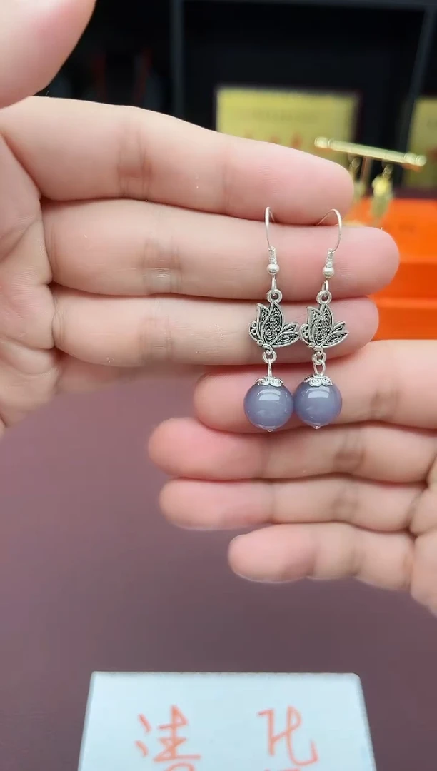 玛瑙/玉髓耳饰银S925镶嵌23100