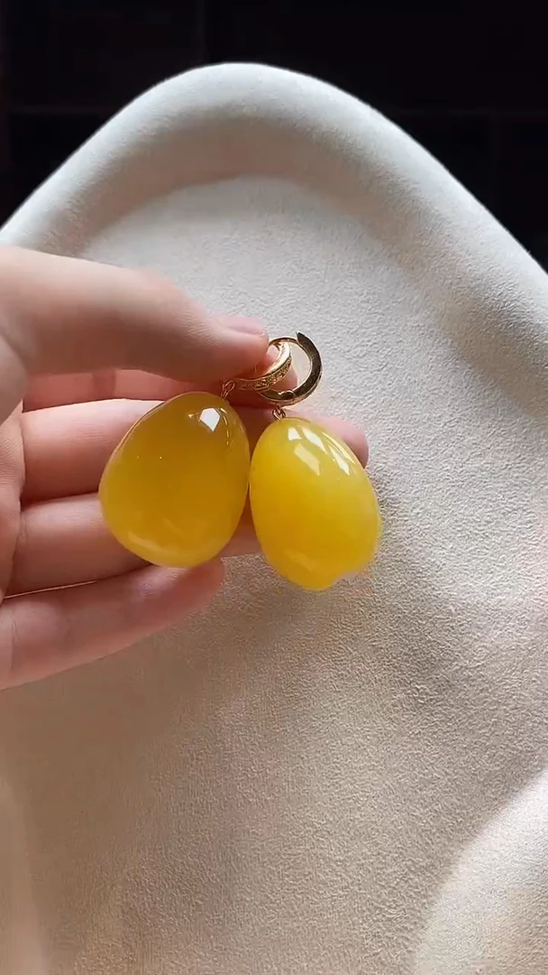 琥珀未镶嵌耳饰耳环