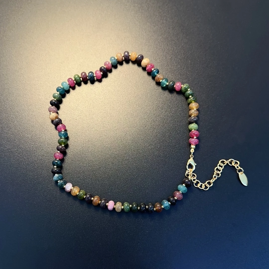 铜合金石英石项链 彩色串珠多色彩珠珠项链新中式颈链NEGlc 0441