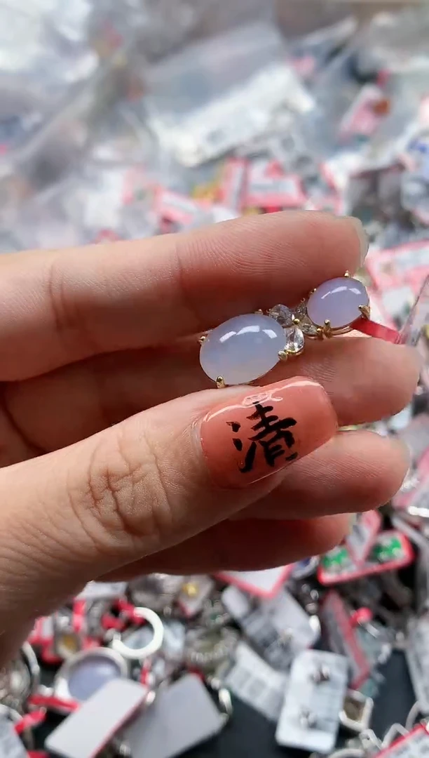 银S925镶嵌戒指翡翠天然A货缅甸翡翠