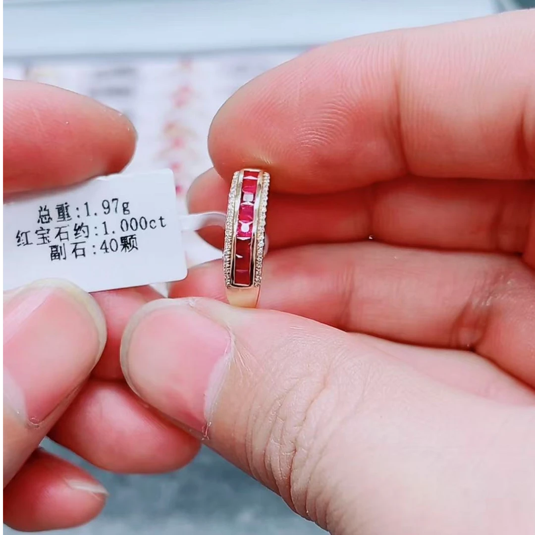 18k天然红宝石戒指
