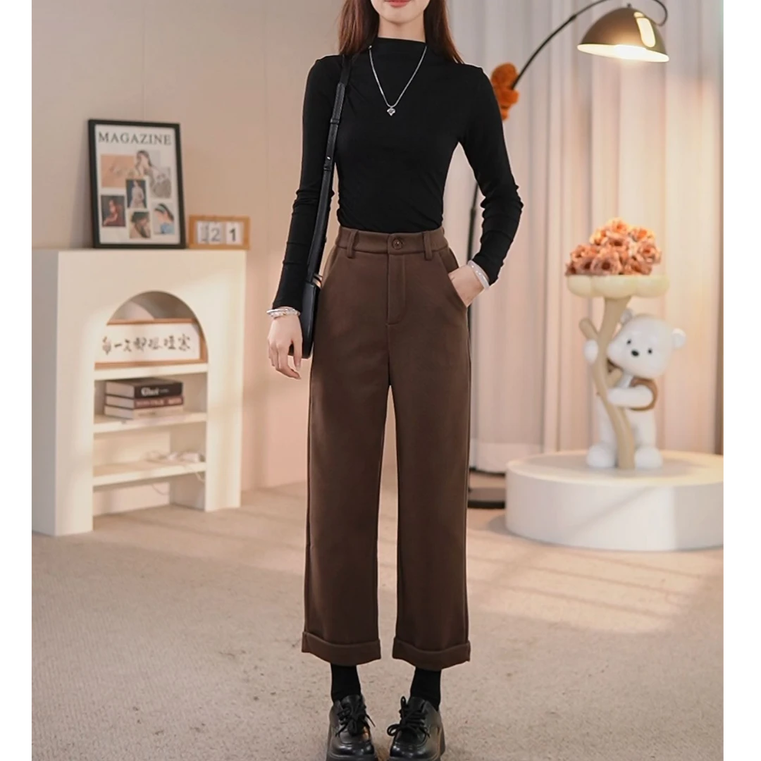 【断码清】秋冬小个子韩版显瘦气质高腰直筒休闲裤子