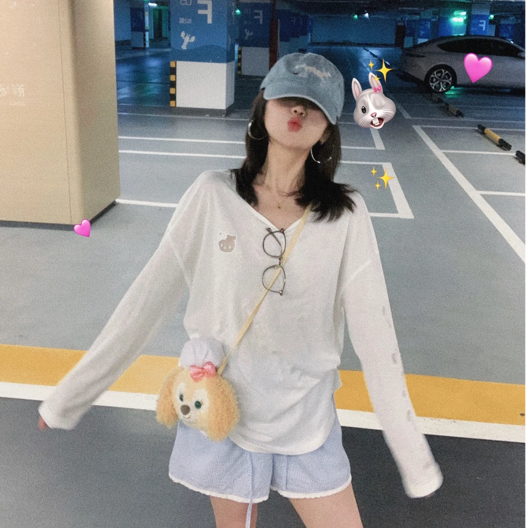 纯欲风穿搭一整套女夏季新款长袖微透上衣蕾丝短裤时尚两件套装潮