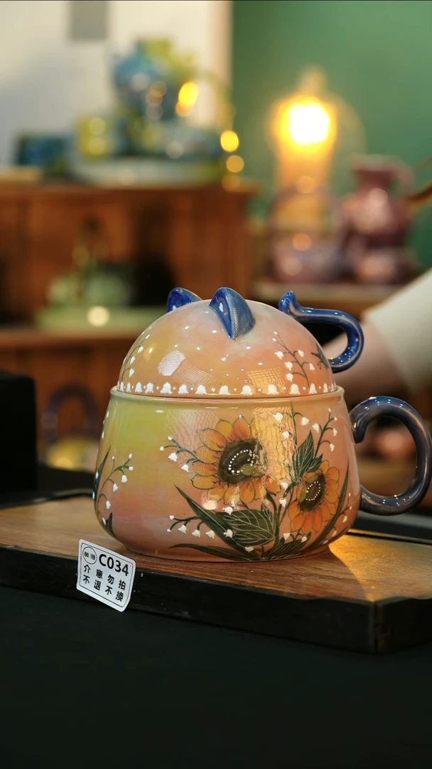 【闪购商品】杯手绘心瓷陶瓷浮力微瑕