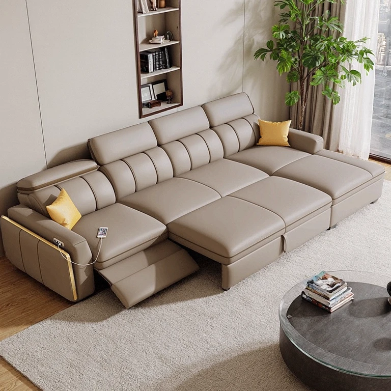 电动功能真皮沙发床客厅家用多功能沙发床一体两用2025新款