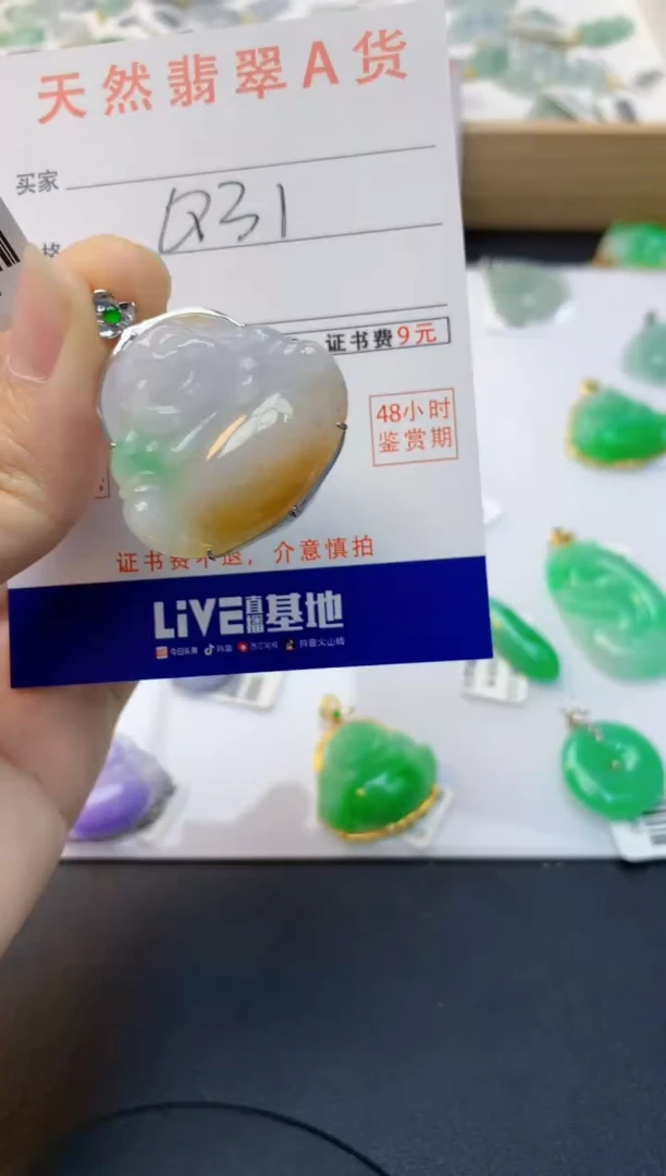 颈饰18K金镶嵌翡翠天然缅甸A货翡翠