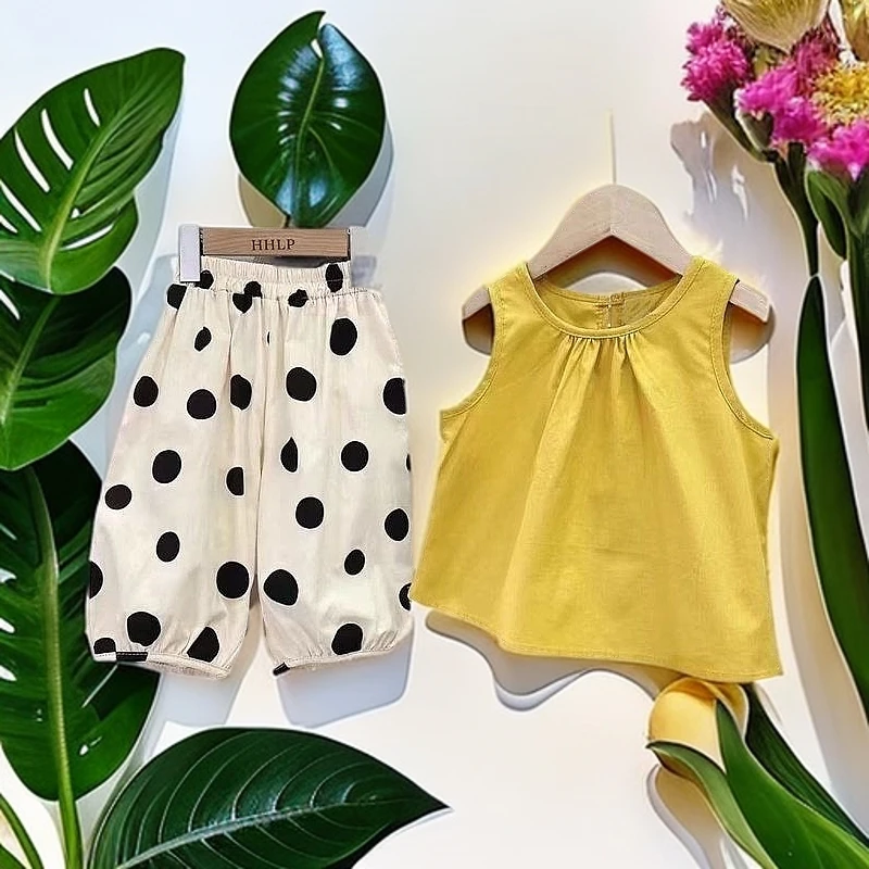 童装裙裤套装炸街宝宝背心夏季夏装儿童无袖休闲韩版洋气裙薄款