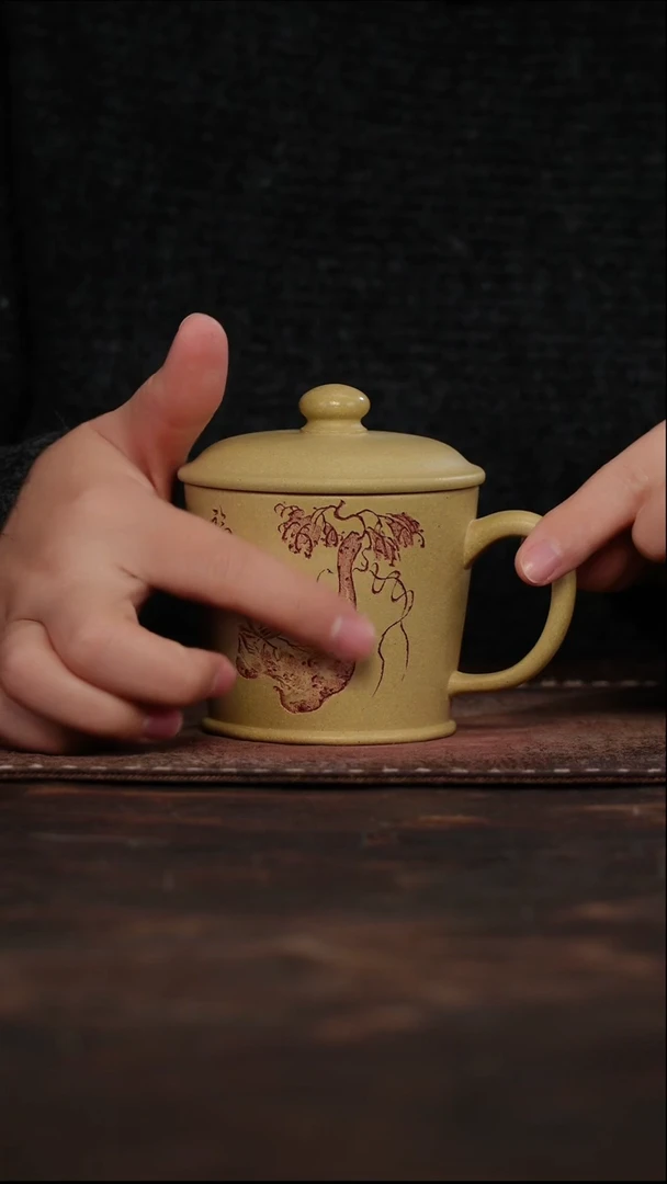 茶杯紫砂非遗茶器-螳螂葫芦盖杯