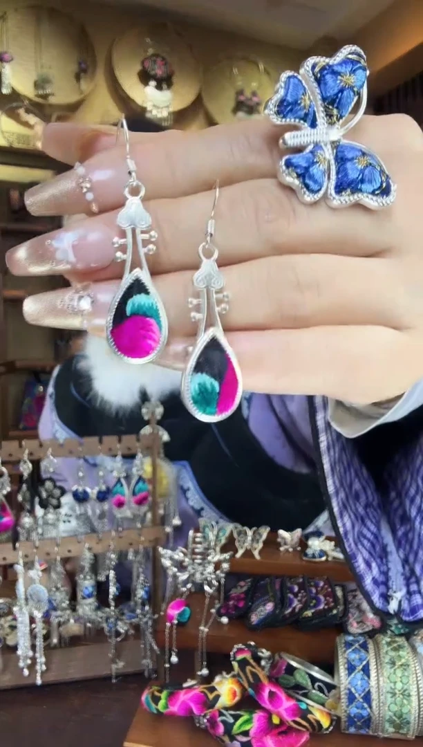 刺绣非遗刺绣民族风耳环