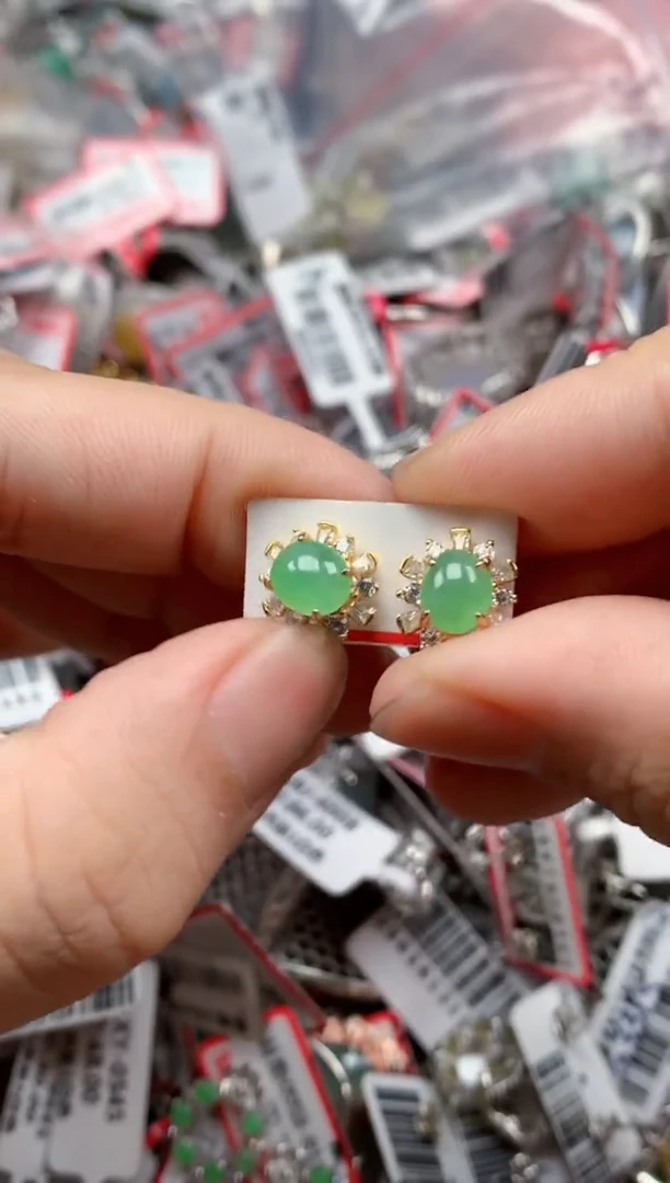 银S925镶嵌戒指翡翠天然A货缅甸翡翠
