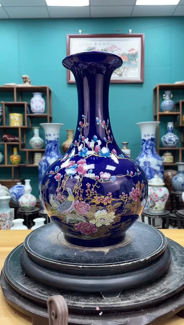 摆件祭蓝赏瓶陶瓷摆件