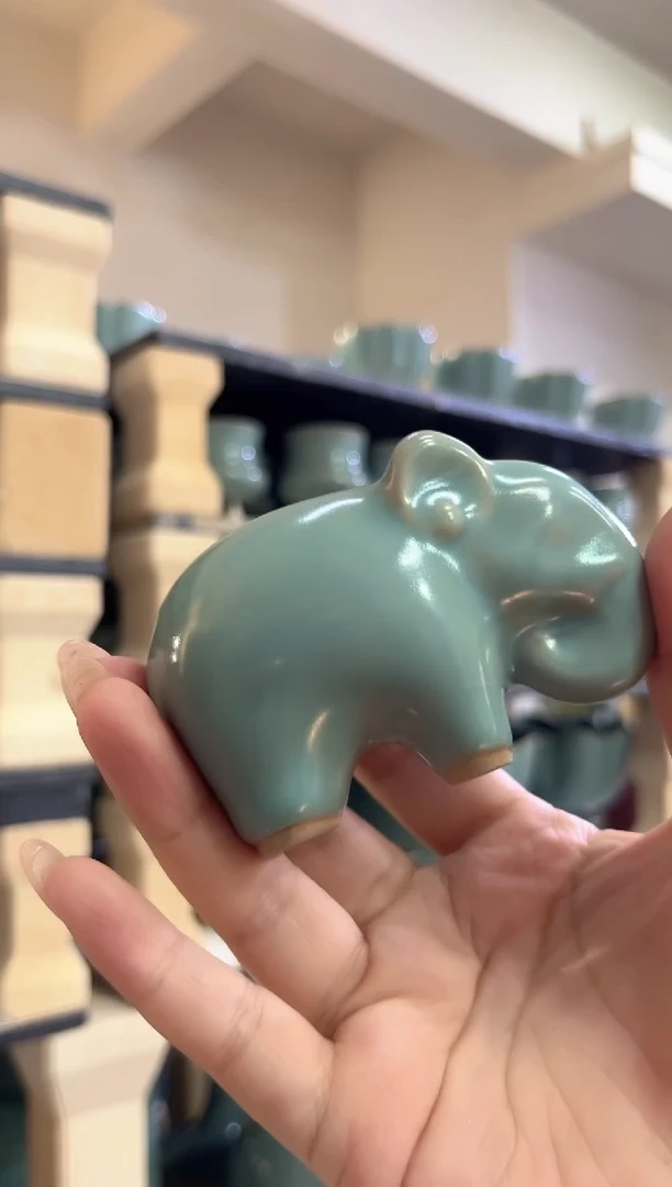 廷怀窑仿古釉小象茶宠