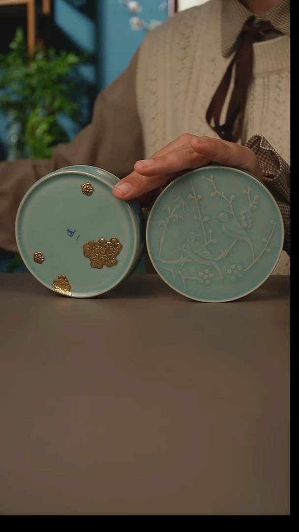 杯仿古喜上眉梢粉盒微暇